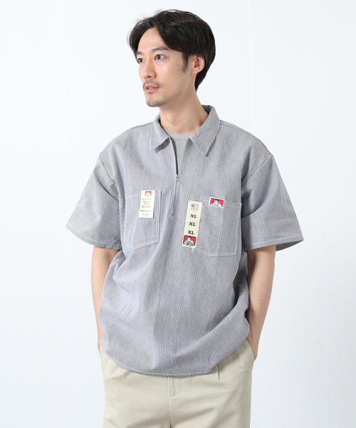 ディセンダント 20SS ボイルプルオーバーショートスリーブシャツ ハーフジップ セール】【BEN DAVIS/ベンデイビス】ハーフジップ ショートスリーブ