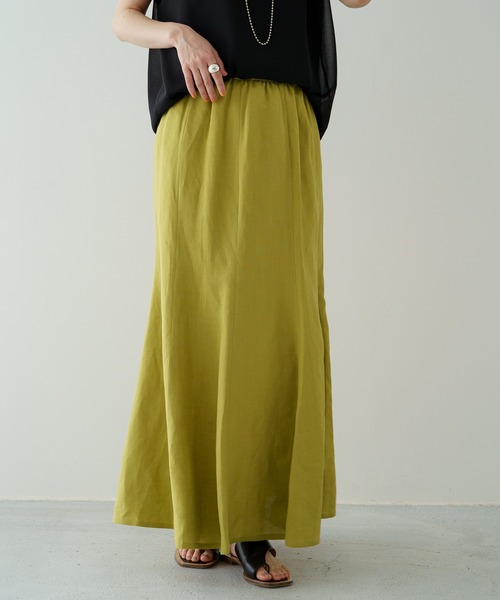 LOUNGEDRESS（ラウンジドレス）の「リネンマキシスカート（スカート・レディース・ブラック/レッド/ライム・FREE）」の3枚目の写真