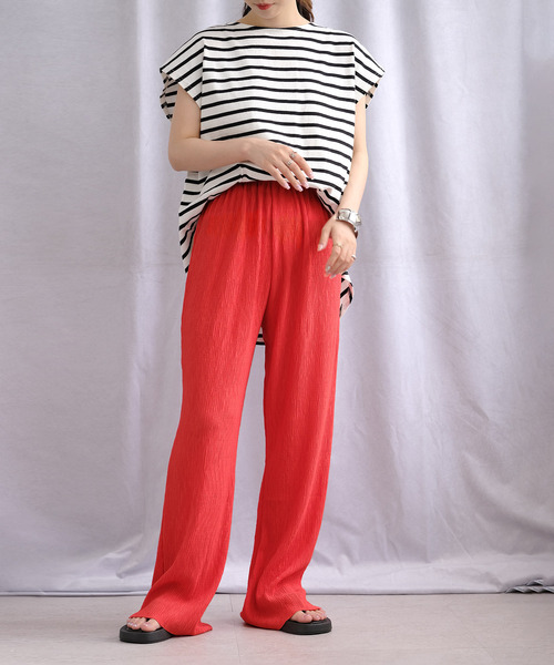 ＡＮＤＪ（アンドジェイ）の「【ANDJ MADE】プリーツカットオフセミフレアパンツ（その他パンツ・レディース・イエロー/ブルー/グリーン/ライム/レッド/アイボリー/ピンク・M）」の7枚目の写真