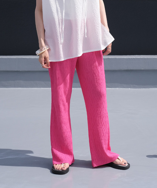 ＡＮＤＪ（アンドジェイ）の「【ANDJ MADE】プリーツカットオフセミフレアパンツ（その他パンツ・レディース・イエロー/ブルー/グリーン/ライム/レッド/アイボリー/ピンク・M）」の6枚目の写真