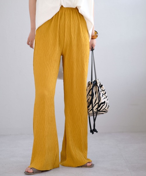 ＡＮＤＪ（アンドジェイ）の「【ANDJ MADE】プリーツカットオフセミフレアパンツ（その他パンツ・レディース・イエロー/ブルー/グリーン/ライム/レッド/アイボリー/ピンク・M）」の5枚目の写真