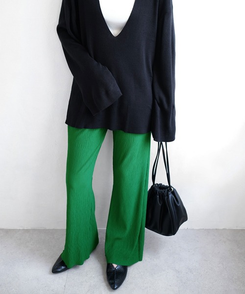 ＡＮＤＪ（アンドジェイ）の「【ANDJ MADE】プリーツカットオフセミフレアパンツ（その他パンツ・レディース・イエロー/ブルー/グリーン/ライム/レッド/アイボリー/ピンク・M）」の12枚目の写真