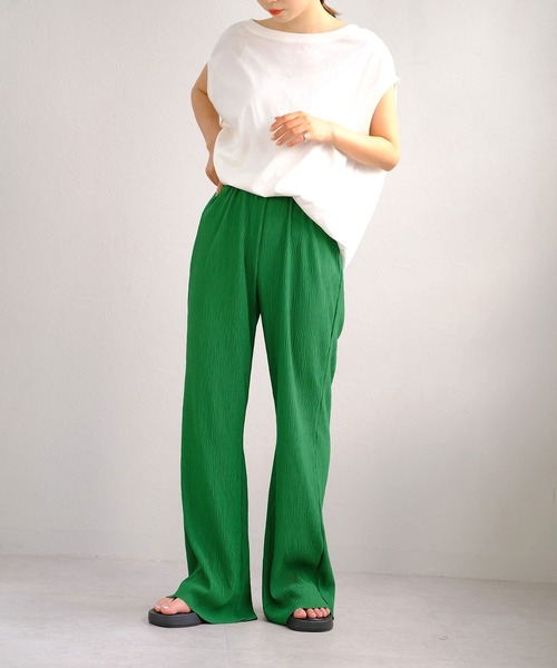 ＡＮＤＪ（アンドジェイ）の「【ANDJ MADE】プリーツカットオフセミフレアパンツ（その他パンツ・レディース・イエロー/ブルー/グリーン/ライム/レッド/アイボリー/ピンク・M）」の8枚目の写真