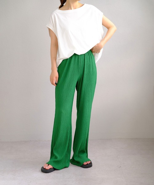 ＡＮＤＪ（アンドジェイ）の「【ANDJ MADE】プリーツカットオフセミフレアパンツ（その他パンツ・レディース・イエロー/ブルー/グリーン/ライム/レッド/アイボリー/ピンク・M）」の10枚目の写真