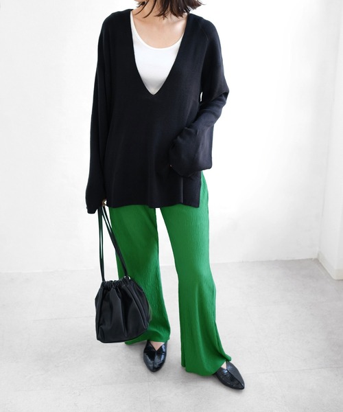 ＡＮＤＪ（アンドジェイ）の「【ANDJ MADE】プリーツカットオフセミフレアパンツ（その他パンツ・レディース・イエロー/ブルー/グリーン/ライム/レッド/アイボリー/ピンク・M）」の13枚目の写真