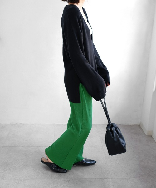 ＡＮＤＪ（アンドジェイ）の「【ANDJ MADE】プリーツカットオフセミフレアパンツ（その他パンツ・レディース・イエロー/ブルー/グリーン/ライム/レッド/アイボリー/ピンク・M）」の14枚目の写真