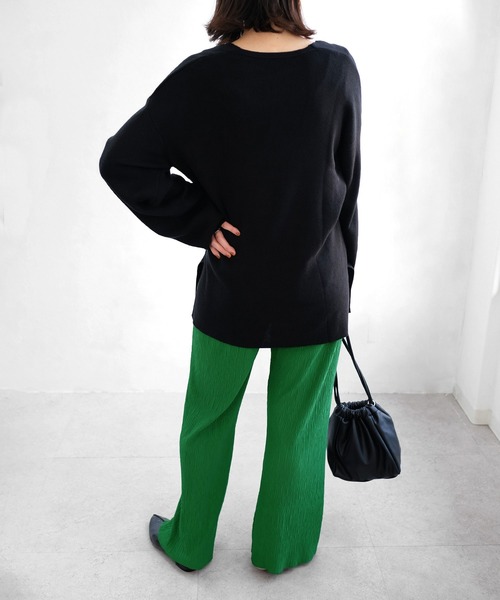 ＡＮＤＪ（アンドジェイ）の「【ANDJ MADE】プリーツカットオフセミフレアパンツ（その他パンツ・レディース・イエロー/ブルー/グリーン/ライム/レッド/アイボリー/ピンク・M）」の15枚目の写真