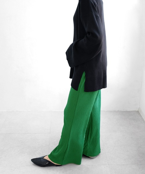 ＡＮＤＪ（アンドジェイ）の「【ANDJ MADE】プリーツカットオフセミフレアパンツ（その他パンツ・レディース・イエロー/ブルー/グリーン/ライム/レッド/アイボリー/ピンク・M）」の16枚目の写真