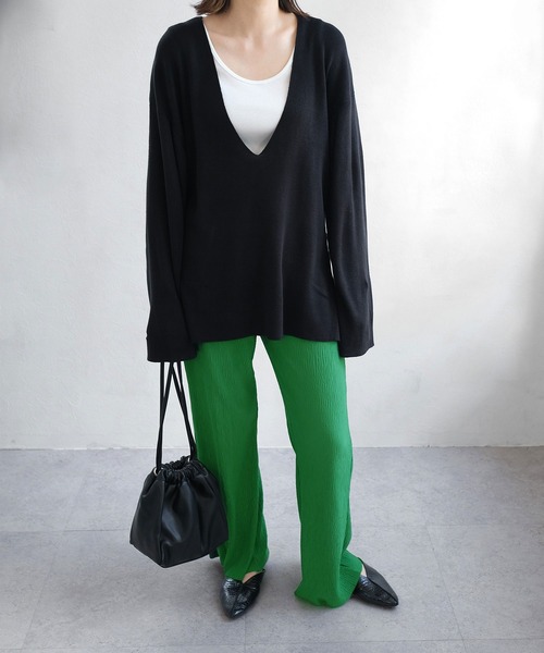 ＡＮＤＪ（アンドジェイ）の「【ANDJ MADE】プリーツカットオフセミフレアパンツ（その他パンツ・レディース・イエロー/ブルー/グリーン/ライム/レッド/アイボリー/ピンク・M）」の17枚目の写真