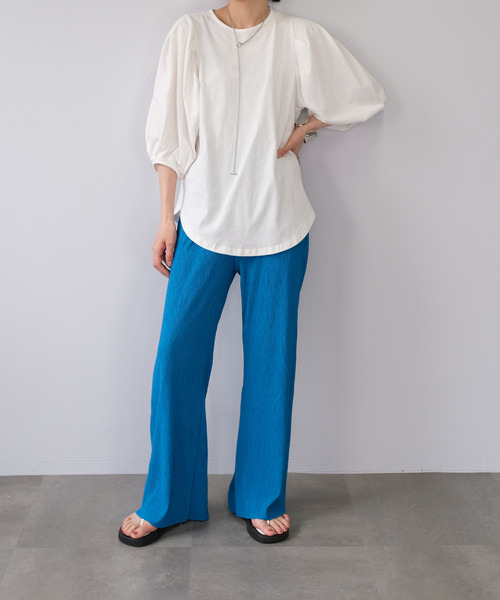 ＡＮＤＪ（アンドジェイ）の「【ANDJ MADE】プリーツカットオフセミフレアパンツ（その他パンツ・レディース・イエロー/ブルー/グリーン/ライム/レッド/アイボリー/ピンク・M）」の20枚目の写真