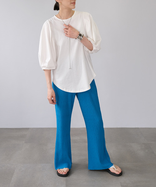 ＡＮＤＪ（アンドジェイ）の「【ANDJ MADE】プリーツカットオフセミフレアパンツ（その他パンツ・レディース・イエロー/ブルー/グリーン/ライム/レッド/アイボリー/ピンク・M）」の19枚目の写真