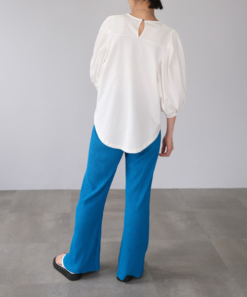 ＡＮＤＪ（アンドジェイ）の「【ANDJ MADE】プリーツカットオフセミフレアパンツ（その他パンツ・レディース・イエロー/ブルー/グリーン/ライム/レッド/アイボリー/ピンク・M）」の21枚目の写真