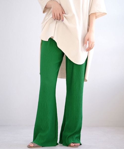 ＡＮＤＪ（アンドジェイ）の「【ANDJ MADE】プリーツカットオフセミフレアパンツ（その他パンツ・レディース・イエロー/ブルー/グリーン/ライム/レッド/アイボリー/ピンク・M）」の11枚目の写真