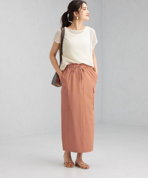 green label relaxing（グリーンレーベルリラクシング）の「ハッスイ UV イージー カーゴ スカート －撥水－－UVカット－（スカート・レディース・ネイビー/オレンジ・FREE）」の11枚目の写真