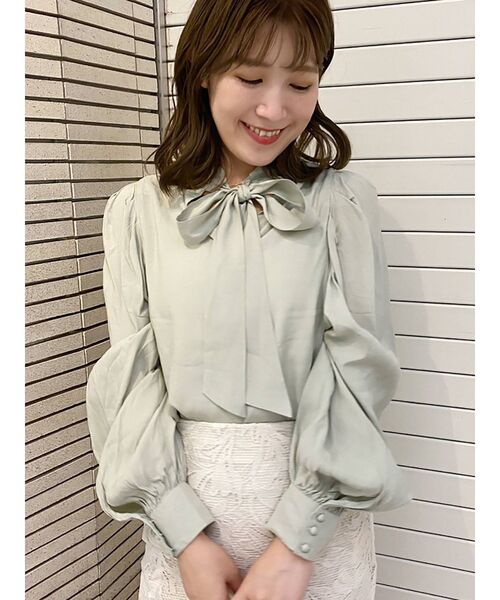 MERCURYDUO（マーキュリーデュオ）の「2WAYパワショルリボンブラウス（シャツ/ブラウス・レディース・ベージュ/オフホワイト/ミント・FREE）」の14枚目の写真