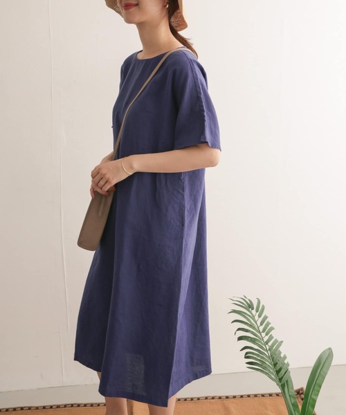 URBAN RESEARCH DOORS(アーバンリサーチドアーズ)の「リネンミディワンピース(ワンピース・レディース・ベージュ/ネイビー/オレンジ/ロイヤルブルー・ONE)」の5枚目の写真