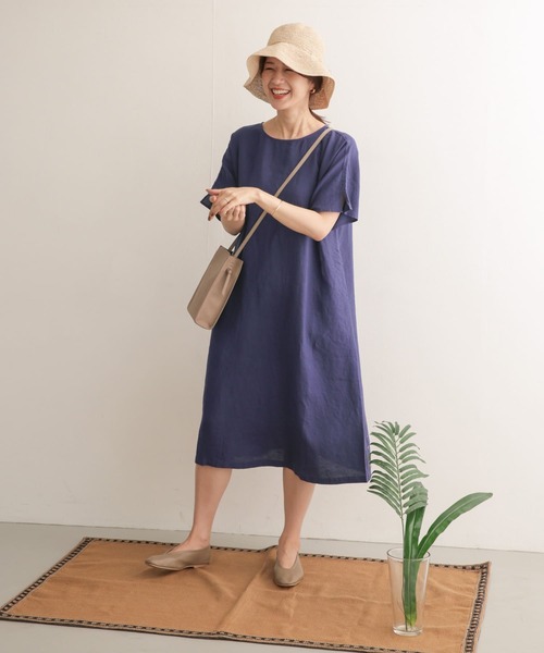 URBAN RESEARCH DOORS(アーバンリサーチドアーズ)の「リネンミディワンピース(ワンピース・レディース・ベージュ/ネイビー/オレンジ/ロイヤルブルー・ONE)」の12枚目の写真