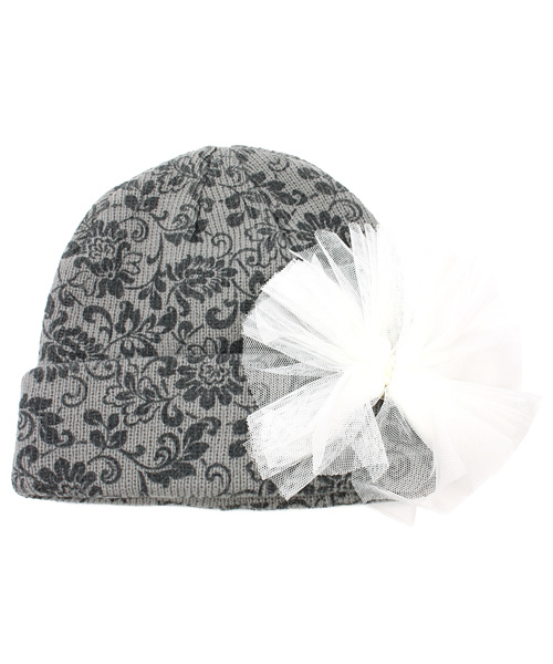 axes femme（アクシーズファム）の「アンティーク柄ニット帽（ハット・レディース・グレー/ラベンダー/ワイン・MEDIUM）」の2枚目の写真