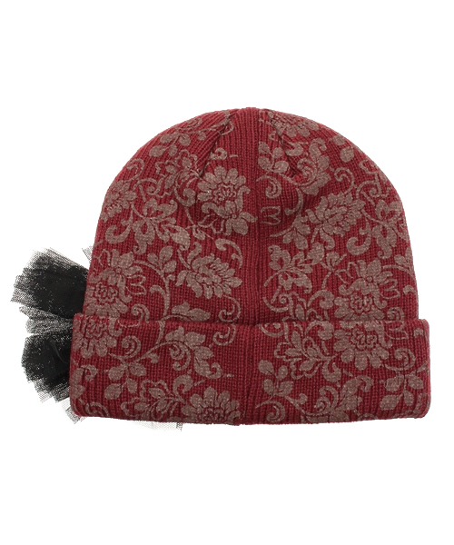 axes femme（アクシーズファム）の「アンティーク柄ニット帽（ハット・レディース・グレー/ラベンダー/ワイン・MEDIUM）」の4枚目の写真