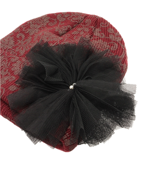 axes femme（アクシーズファム）の「アンティーク柄ニット帽（ハット・レディース・グレー/ラベンダー/ワイン・MEDIUM）」の5枚目の写真