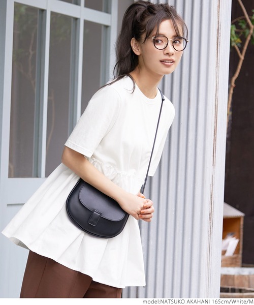 coca（coca）（コカ）の「異素材切り替え半袖チュニック（Tシャツ/カットソー・レディース・ホワイト/ブラック・M/L）」の9枚目の写真