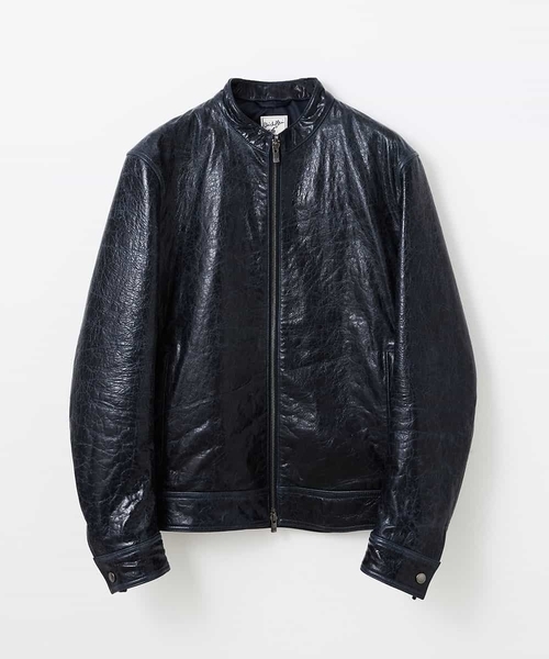 MICHEL KLEIN HOMME (ミッシェルクランオム)の「レザーブルゾン(クラックレザー)(ライダースジャケット・メンズ・ネイビー・MEDIUM/LARGE/X-LARGE)」の17枚目の写真