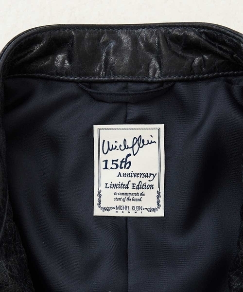 MICHEL KLEIN HOMME (ミッシェルクランオム)の「レザーブルゾン(クラックレザー)(ライダースジャケット・メンズ・ネイビー・MEDIUM/LARGE/X-LARGE)」の7枚目の写真