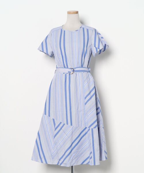 セール ブランド古着 ストライプ柄半袖ワンピース ワンピース Bon Mercerie ボンメルスリー のファッション通販 Zozoused