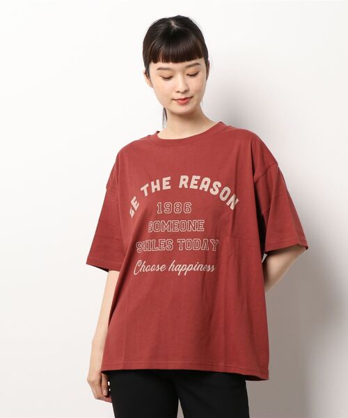 Samansa Mos2（サマンサ モスモス）の「アーチロゴプリントTシャツ（Tシャツ/カットソー・レディース・ブラック/ベージュ/オフホワイト/ブルー/ボルドー・ﾌﾘ-）」の8枚目の写真