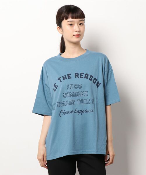 Samansa Mos2（サマンサ モスモス）の「アーチロゴプリントTシャツ（Tシャツ/カットソー・レディース・ブラック/ベージュ/オフホワイト/ブルー/ボルドー・ﾌﾘ-）」の9枚目の写真