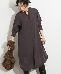 IENA LA BOUCLE シルクローン ロングシャツ◆
