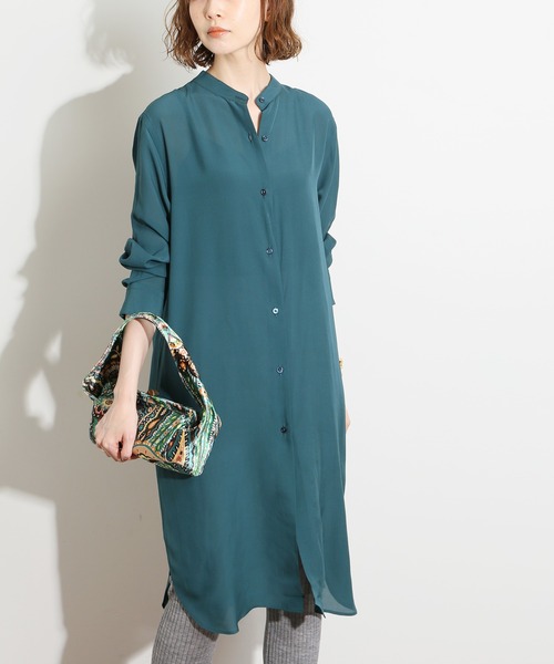 IENA LA BOUCLE(イエナラブークル)の「IENA LA BOUCLE シルクローン ロングシャツ◆(シャツ/ブラウス・レディース・マスタード/グレー/グリーン・FREE)」の11枚目の写真