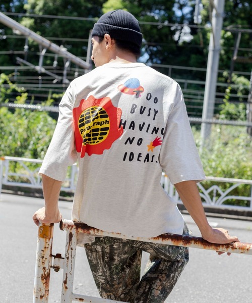 Paragraph(パラグラフ)の「WEGO/ParagraphハッピーロゴビッグTシャツ(Tシャツ/カットソー・メンズ・ブラック/ホワイト/オートミール・FREE)」の9枚目の写真