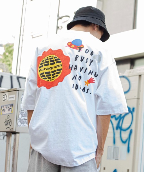 Paragraph(パラグラフ)の「WEGO/ParagraphハッピーロゴビッグTシャツ(Tシャツ/カットソー・メンズ・ブラック/ホワイト/オートミール・FREE)」の4枚目の写真