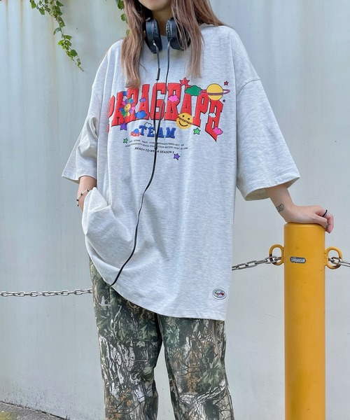 Paragraph(パラグラフ)の「WEGO/ParagraphハッピーロゴビッグTシャツ(Tシャツ/カットソー・メンズ・ブラック/ホワイト/オートミール・FREE)」の6枚目の写真