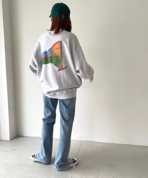 CANAL JEAN（キャナルジーン）の「via j(ヴィアジェイ) "NY MAP"裏毛トレーナー（スウェット・レディース・ホワイト/チャコールグレー/ヘザーグレー・ONE SIZE）」の16枚目の写真