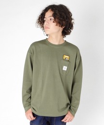 GLAZOS | 厚手天竺・ドロップショルダーワッペン付きポケット長袖Tシャツ(Tシャツ/カットソー)