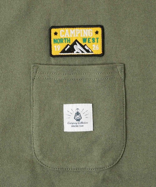 GLAZOS(グラソス)の「厚手天竺・ドロップショルダーワッペン付きポケット長袖Tシャツ(Tシャツ/カットソー・キッズ・ホワイト/チャコールグレー/カーキ・130cm/140cm/150cm/160cm/170cm)」の9枚目の写真