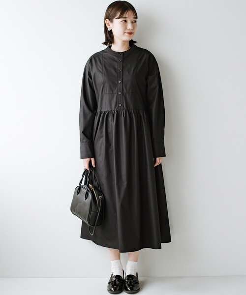 haco!(ハコ)の「体形隠して気分も上がる!全女子のオシャレの味方 たっぷりギャザーのシャツワンピース by que made me(シャツワンピース・レディース・マスタード/ブラック・SMALL/LARGE/X-LARGE/MEDIUM)」の8枚目の写真