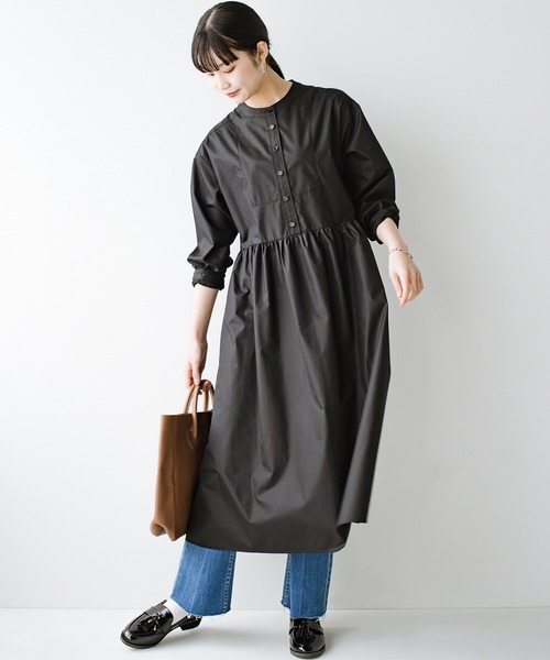 haco!(ハコ)の「体形隠して気分も上がる!全女子のオシャレの味方 たっぷりギャザーのシャツワンピース by que made me(シャツワンピース・レディース・マスタード/ブラック・SMALL/LARGE/X-LARGE/MEDIUM)」の11枚目の写真