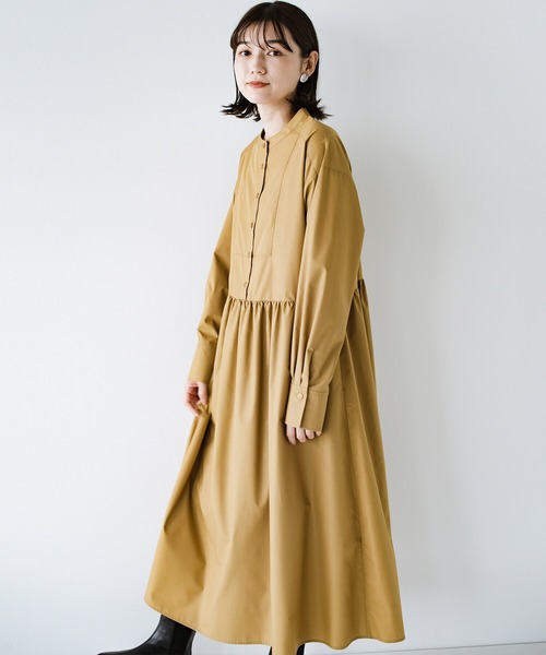 haco!(ハコ)の「体形隠して気分も上がる!全女子のオシャレの味方 たっぷりギャザーのシャツワンピース by que made me(シャツワンピース・レディース・マスタード/ブラック・SMALL/LARGE/X-LARGE/MEDIUM)」の20枚目の写真