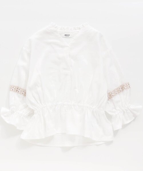 BREEZE（ブリーズ）の「袖刺繍ブラウス（シャツ/ブラウス・キッズ・ブラウン/オフホワイト・150/90/100/130/140/110/120）」の2枚目の写真