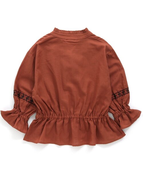 BREEZE（ブリーズ）の「袖刺繍ブラウス（シャツ/ブラウス・キッズ・ブラウン/オフホワイト・150/90/100/130/140/110/120）」の3枚目の写真