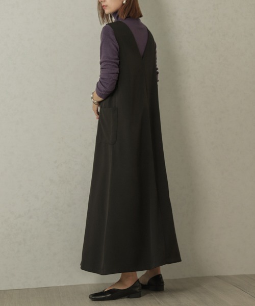 La-gemme（ラジェム）の「センタースリットジャンパースカート（ワンピース・レディース・ブラック/ベージュ/ブラウン/グリーン/マスタード・フリー/C）」の10枚目の写真