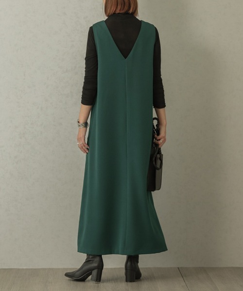 La-gemme（ラジェム）の「センタースリットジャンパースカート（ワンピース・レディース・ブラック/ベージュ/ブラウン/グリーン/マスタード・フリー/C）」の19枚目の写真
