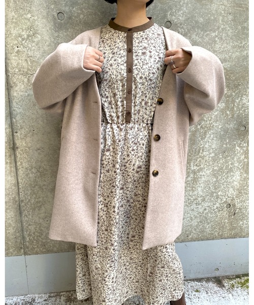 MLI'A（エムリア）の「配色切替花柄／ワンピース（ワンピース・レディース・アイボリー/ブラック・M）」の6枚目の写真