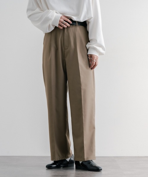 epnok(エプノック)の「ワイドストレートパンツ(スラックス・メンズ・ブラック/ダークグリーン/ベージュ・SMALL/MEDIUM/LARGE)」の2枚目の写真
