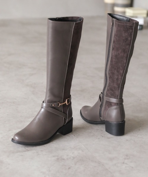VIVIAN（ヴィヴィアン）の「ビット付きサイドベルトロングブーツ（ブーツ・レディース・ブラック/ダークブラウン/グレー・S/M/L/LL）」の2枚目の写真