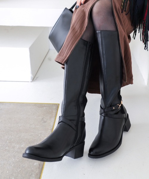 VIVIAN（ヴィヴィアン）の「ビット付きサイドベルトロングブーツ（ブーツ・レディース・ブラック/ダークブラウン/グレー・S/M/L/LL）」の18枚目の写真
