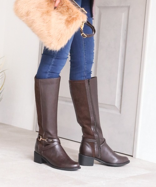 VIVIAN（ヴィヴィアン）の「ビット付きサイドベルトロングブーツ（ブーツ・レディース・ブラック/ダークブラウン/グレー・S/M/L/LL）」の9枚目の写真